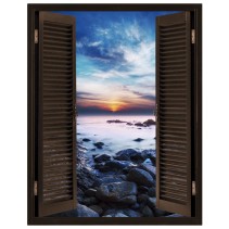 Vinilos ventanas 3d atardecer en la laguna